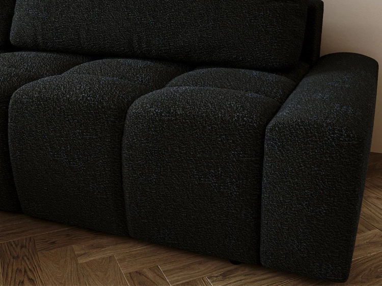 Ecksofa L-Form Links mit Schlaffunktion und Bettkasten Lana Schwarz