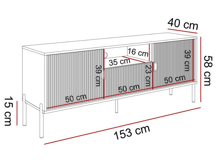 TV-Lowboard zweitürig mit Schublade Orlean Schwarz Matt