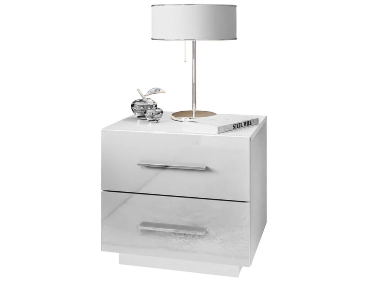 Nachttisch mit zwei Schubladen Nuveo Lux Weiß Hochglanz