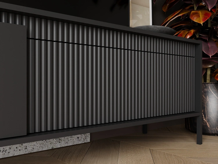 TV-Lowboard mit Türen 187 cm Sorano Schwarz