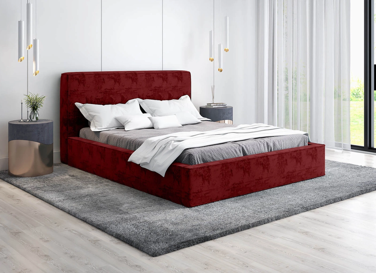 Samtbett Silvio 160x200 - Rot