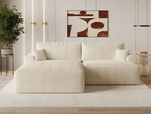 Ecksofa L-Form mit Schlaffunktion und Bettkasten Serene Links Beige