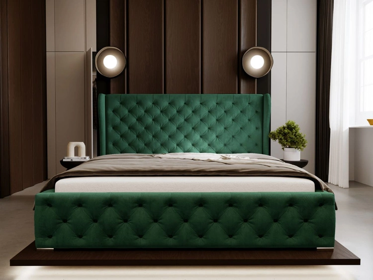 Polsterbett mit Bettkasten und Lattenrost 180x200 Kingston Grün