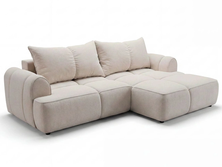 Ecksofa L-Form Rechts mit Schlaffunktion und Bettkasten Bonno Beige