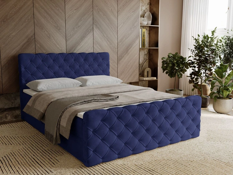 Boxspringbett mit Bettkasten 140x200 Lunaris Blau