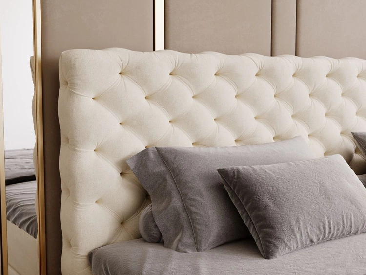 Boxspringbett mit Bettkasten 180x200 Bergamo Beige