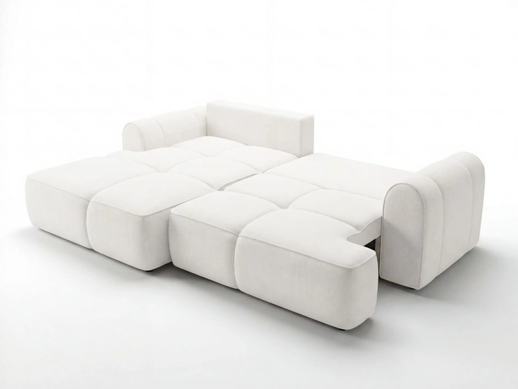 Ecksofa L-Form Links mit Schlaffunktion und Bettkasten Bonno Creme