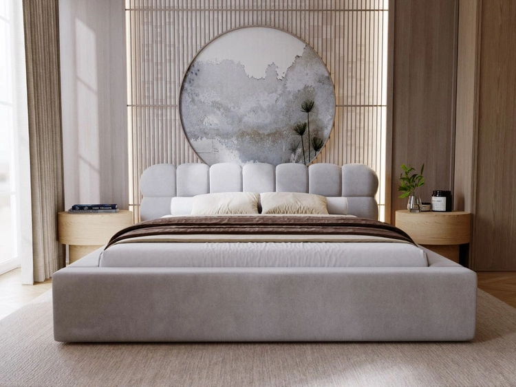 Polsterbett mit Bettkasten und Lattenrost 160x200 Plaza Grau