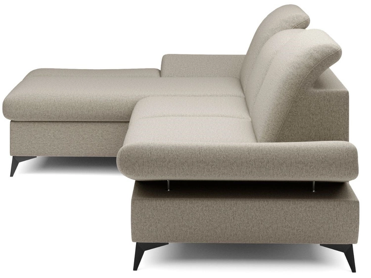 Ecksofa L-Form Links mit Schlaffunktion und Bettkasten Hannover Hellbraun