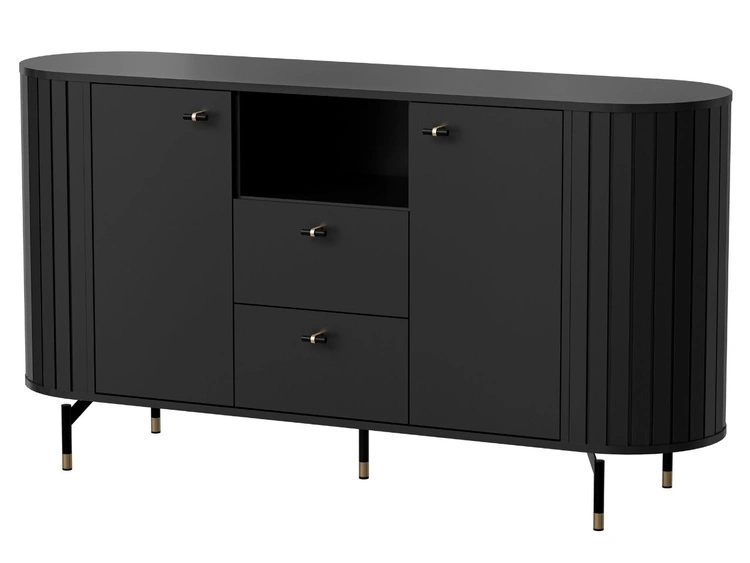 Möbel-Set für Wohnzimmer Soria Schwarz mat