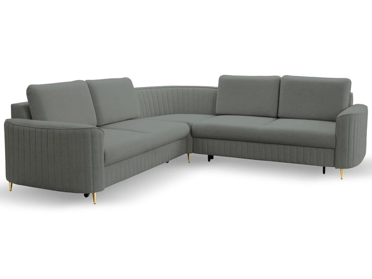 Ecksofa L-Form Links mit Schlaffunktion und Bettkasten Limon Grau