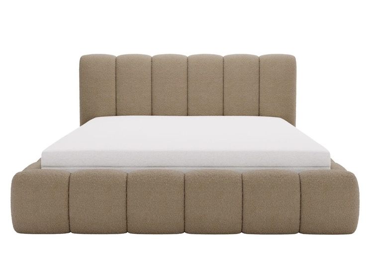 Polsterbett ohne Bettkasten mit Lattenrost 160x200 Cloud aus Bouclé-Stoff Braun