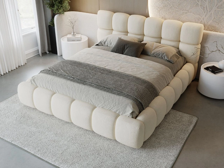 Polsterbett mit Bettkasten und Lattenrost 140x200 Modo Beige