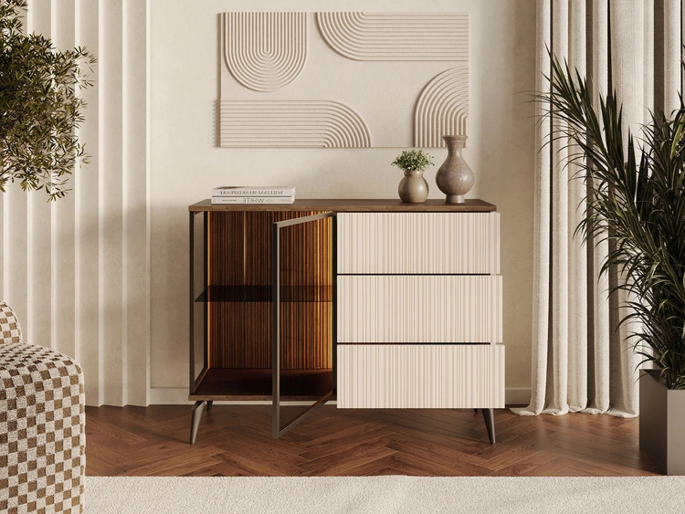 Kommode mit Türen und Schubladen Vinni Dunkler Walnuss Cashmere