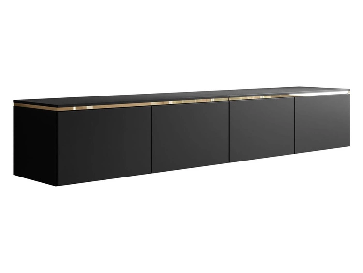 TV-Schrank zum Hängen im Glamour-Stil mit LED-Beleuchtung Celle Schwarz Matt