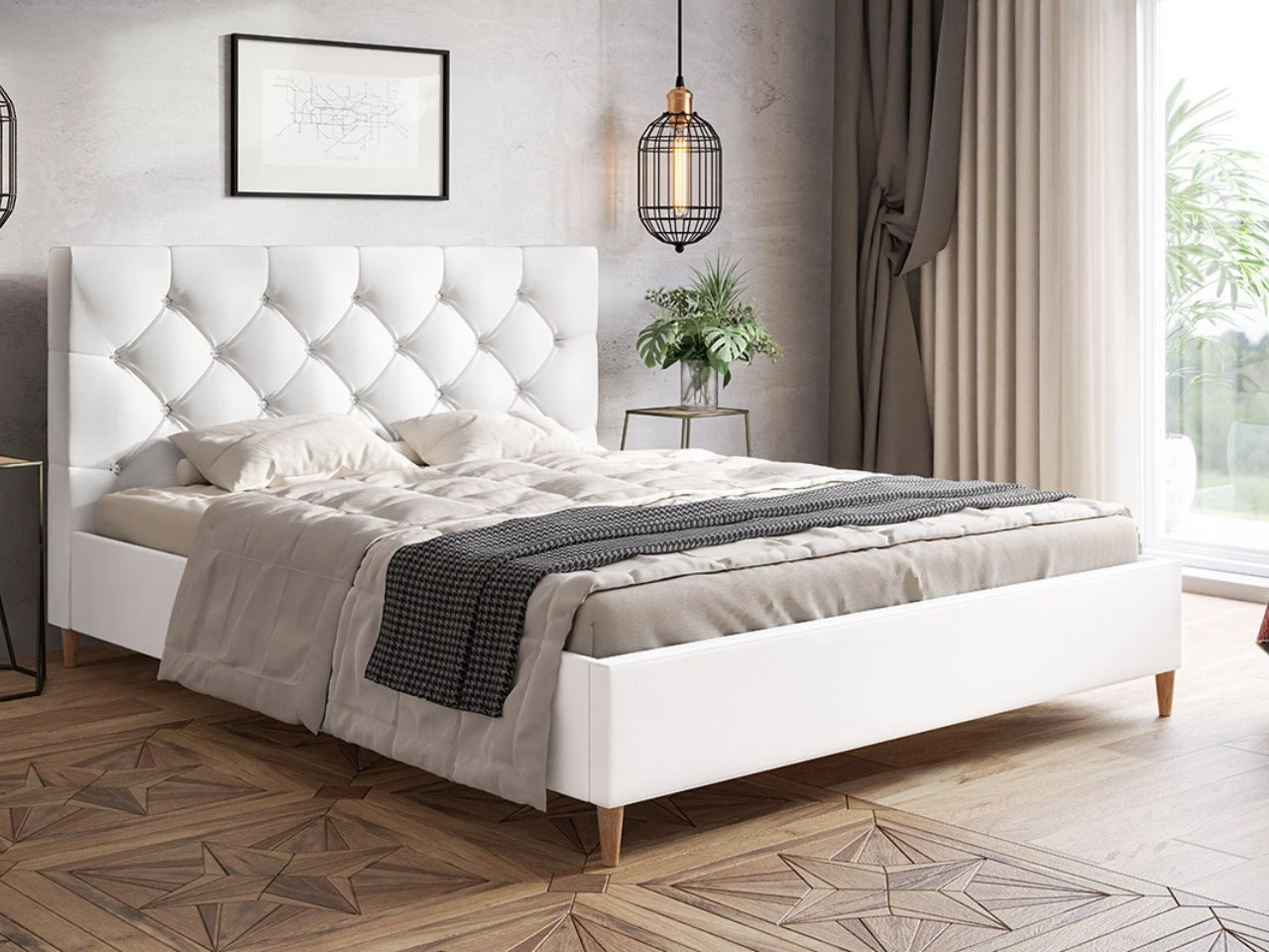 Polsterbett mit Lattenrost 120x200 Tril Weiß