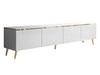 TV-Lowboard viertürig im Glamour-Stil mit LED-Beleuchtung Celle, Weiß Hochglanz
