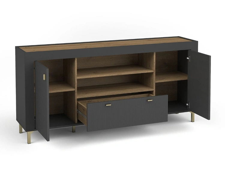 Kommode mit Türen und Schublade Messina Schwarz