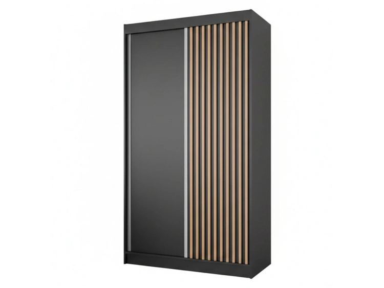 Schiebetürenschrank mit Lamellen 120 cm Loreto Schwarz
