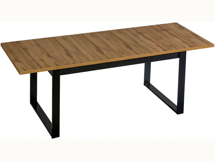 Rechteckiger Ausziehtisch Lavore Wotan Eiche, Schwarz matt