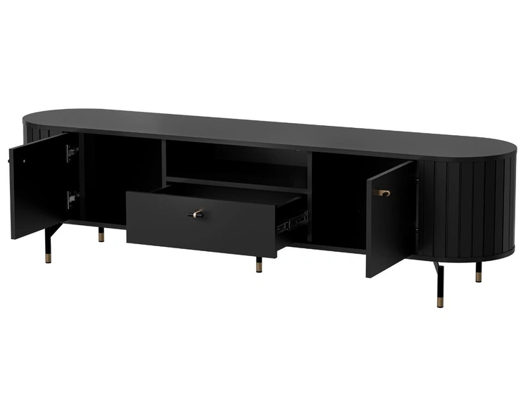 Möbel-Set für Wohnzimmer Soria Schwarz mat