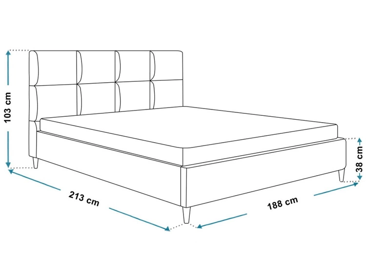 Polsterbett mit Lattenrost 180x200 Luxe Hellgrau