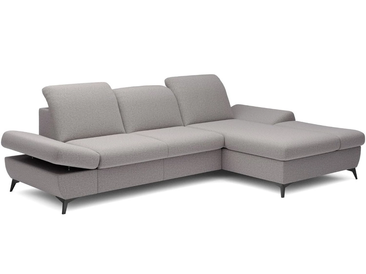 Ecksofa L-Form Rechts mit Schlaffunktion und Bettkasten Hannover Grau