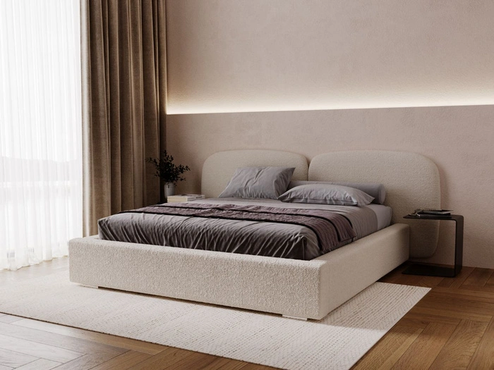 Polsterbett mit Bettkasten und Lattenrost 200x200 Palermo Beige