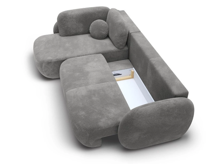 Ecksofa mit Schlaffunktion und Bettkasten Links Carino Grau
