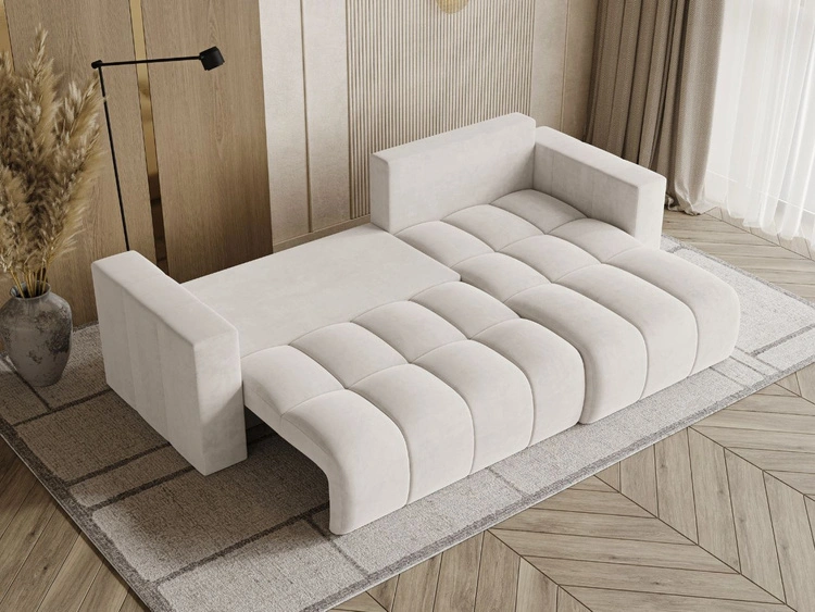 Ecksofa L-Form mit Schlaffunktion und Bettkasten Neva Hellbeige