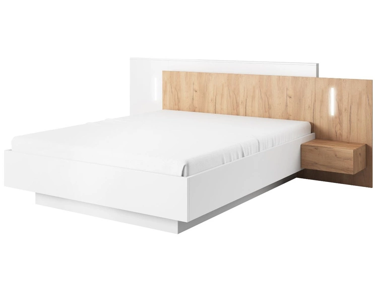 Stilvolles Schlafzimmer-Set Morten Weiß, Goldene Craft Eiche