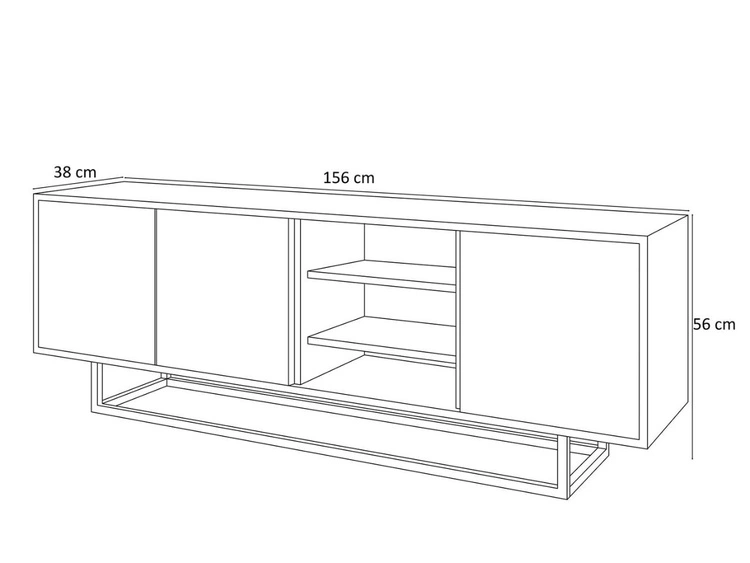 TV-Lowboard mit Türen auf weißem Gestell Vivance Weiß und Artisan Eiche