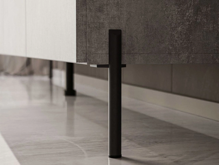 TV-Lowboard mit Türen auf Schwarzen Metallbeinen 200 cm Nodoo Beton