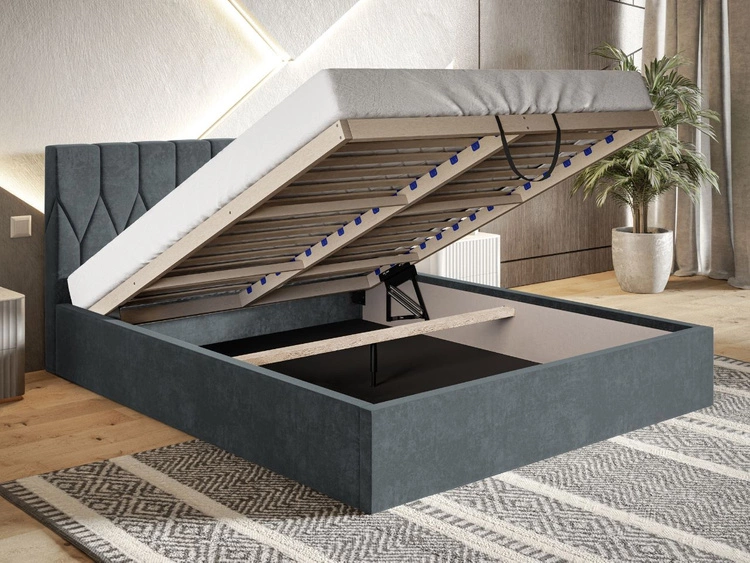 Polsterbett mit Bettkasten und Lattenrost 160x200 Gaja Dunkelgrau