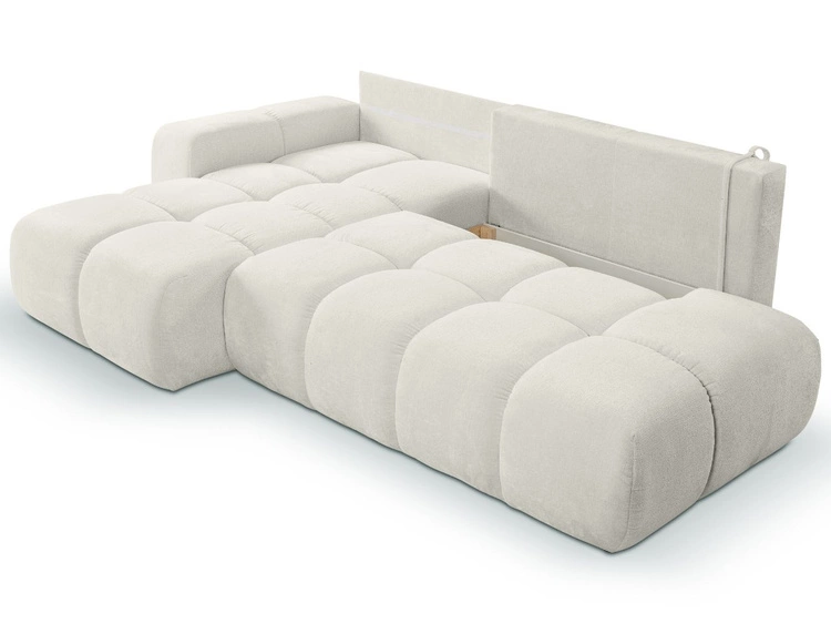Ecksofa L-Form Links mit Schlaffunktion und Bettkasten Sile L Beige
