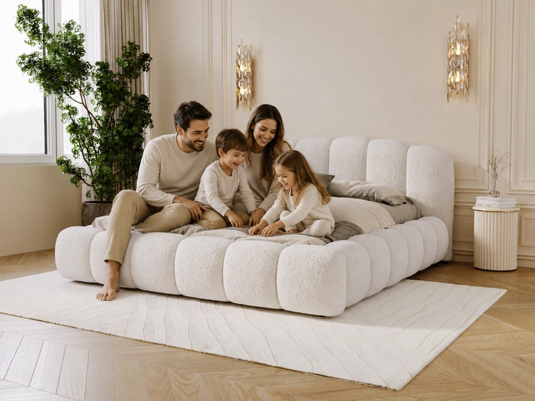Polsterbett mit Stauraum und Lattenrost 180x200 Cloud Soft Beige