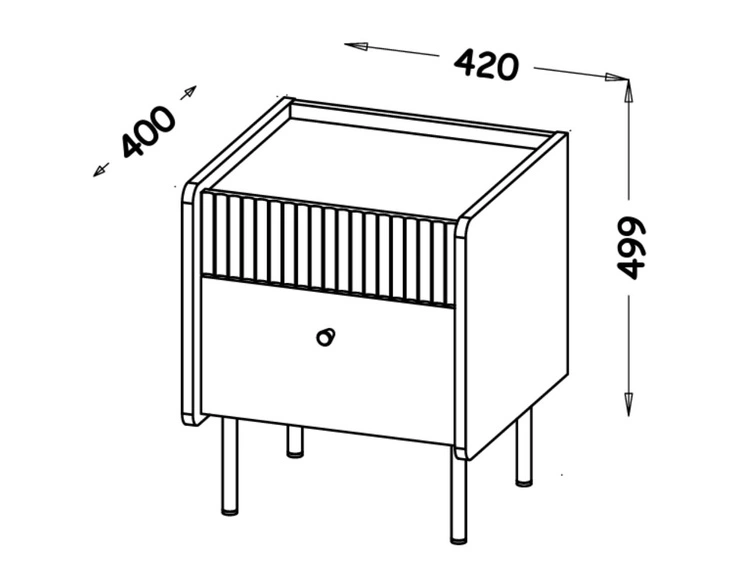 Nachttisch mit Schubladen Pascale Nussbaum Warmia, Schwarz