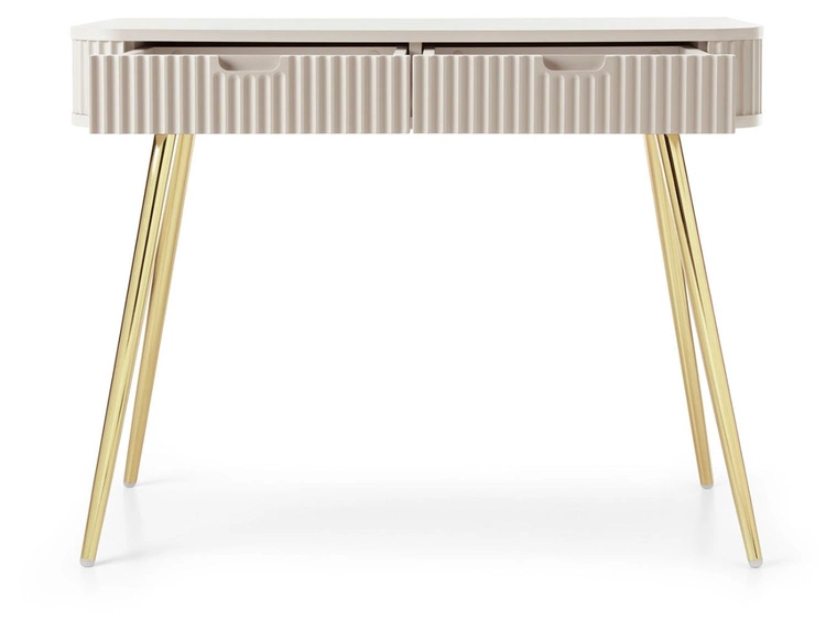 Schminktisch Viva Beige auf Goldenen Beinen