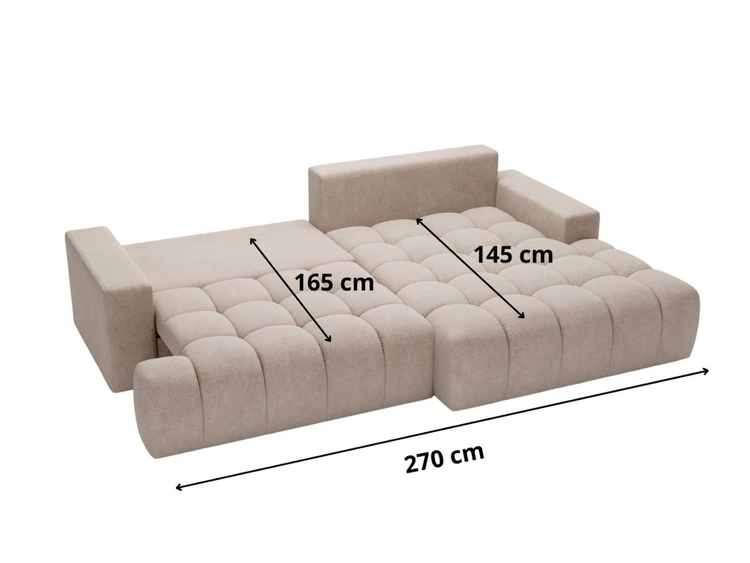 Ecksofa L-Form mit Schlaffunktion und Bettkasten Havi Rechts Grau