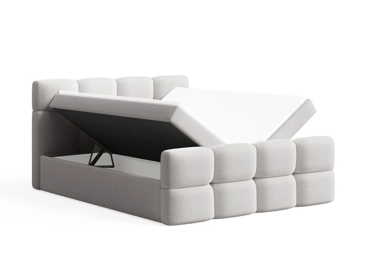 Boxspringbett mit Bettkasten 140x200 Rivon Hellgrau