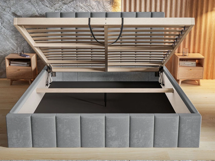Polsterbett mit Bettkasten und Lattenrost 180x200 Siena Grau