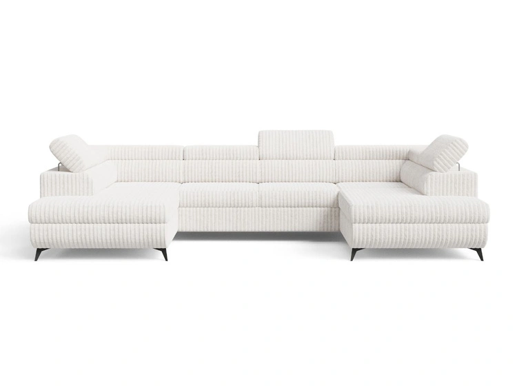 Wohnlandschaft mit Schlaffunktion und Bettkasten Argon Creme