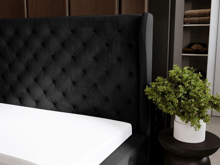 Polsterbett mit Bettkasten und Lattenrost 200x200 Kingston Schwarz