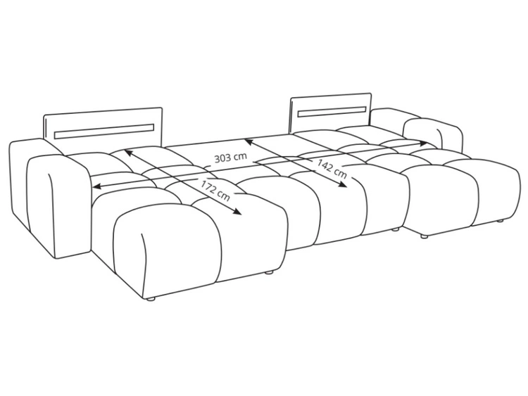 Wohnlandschaft mit Schlaffunktion und Bettkasten Sile U Hellbeige
