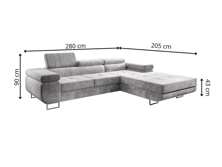 Ecksofa L-Form Rechts mit Schlaffunktion und Bettkasten Solam Rosa