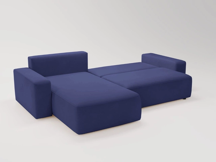 Ecksofa L-Form Links mit Schlaffunktion und Bettkasten Tazones Dunkelblau