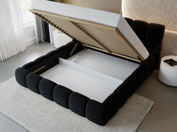 Polsterbett mit Bettkasten und Lattenrost 160x200 Modo Schwarz