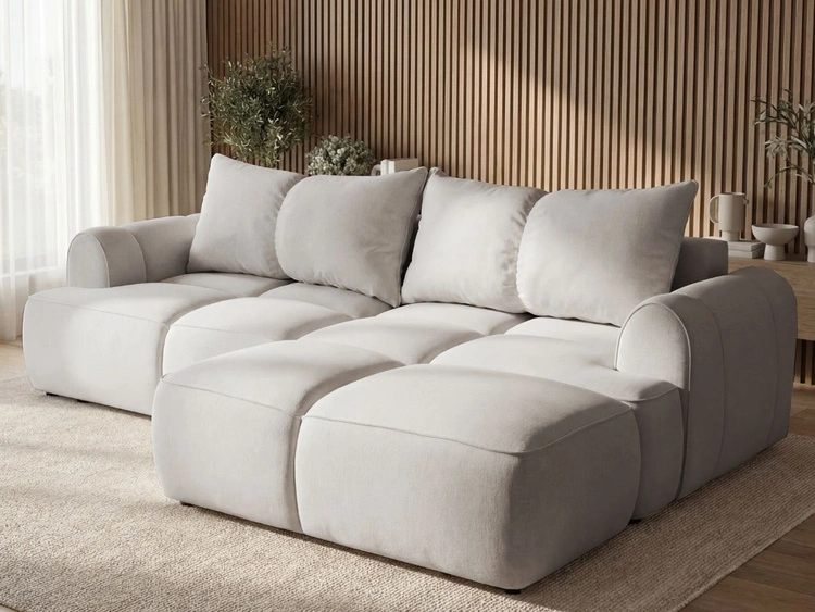 Ecksofa L-Form Rechts mit Schlaffunktion und Bettkasten Bonno Grau