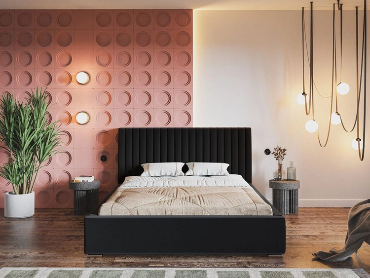 Polsterbett mit Bettkasten und Lattenrost 180x200 Toscania Schwarz