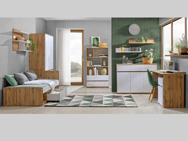 Kleiderschrank mit Drehtüren und Kleiderstange 80 Arcadia Eiche Wotan Weiß